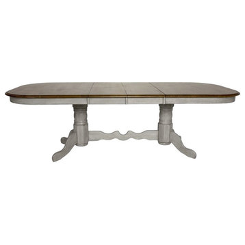 Sunset Trading Country Grove 96" Oval Extendable Wood Dining Table in Gray/Brown