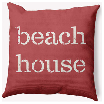 26x26" Beach House  Nautical Decorative Indoor Pillow, Ligonberry Red