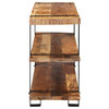 Grafton 3-Tier Open Shelf Rustic Solid Wood Industrial Bookcase