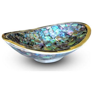 Oval Abalone Dish with Sterling Silver