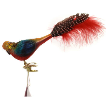 Exotic Parrot - 1.75 Inch, Glass - Ornament Tropical Feather 10159S018