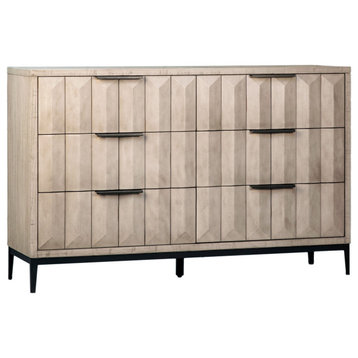 Aldwell Pine Modern 6-Drawer Storage Dresser, Grey