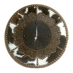 Cowhide Decorative Wall Clocks, 24"x24" - Wall Clocks