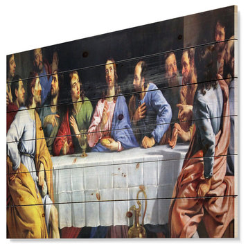 Designart Last Supper Religious Wood Wall Art 46x36
