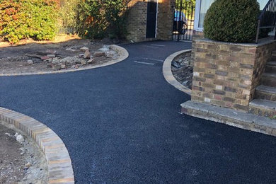 Asphalt Path and Driveway with Brick Edging