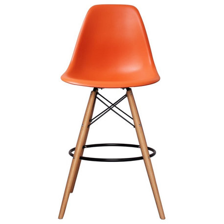 Eiffel Stool Natural Wood Legs 26", Orange