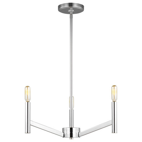 Vector Three Light Chandelier, Chrome