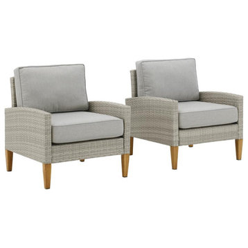 Capella Outdoor Wicker Chairs, Gray and Acorn, Set of 2