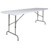 30"x96" Height Adjustable Granite White Plastic Folding Table