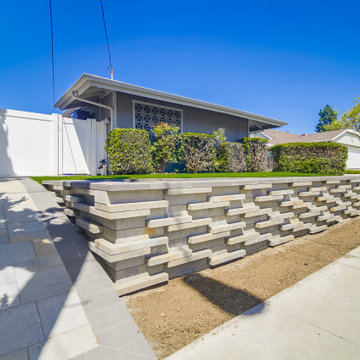 Front yard Remodel with Pavers, Walls, Artificial Grass, Planters & More