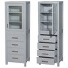 Wyndham WCS1414LTGY 24" Linen Tower Gray + Shelved Cabinet Storage and 4 Drawer
