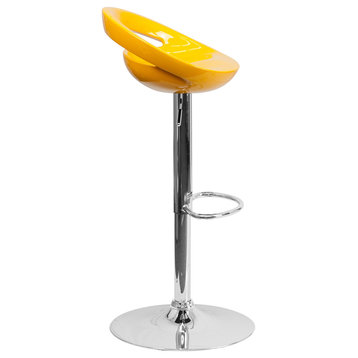 Flash Furniture Contemporary Yellow Plastic Adjustable H Bar Stool