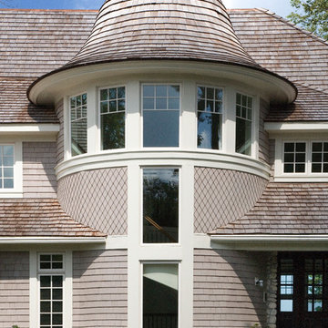 Cape Cod Stone and Shingle Style House with Turreted Staircase