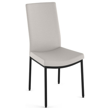 Amisco Torres Dining Chair, Light Grey Polyester / Black Metal