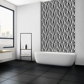 Geo Barcode Glass Tile Bathroom