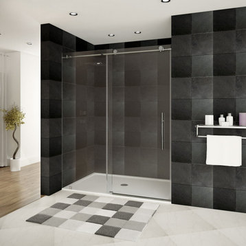 ULTRA-C Collection Frameless 10mm Clear Tempered Glass Shower Doors, Brushed Nickel, 44-48"x76"