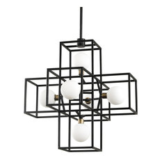 Plaza 6 Light Pendant, 6, Carbon and Havana Gold