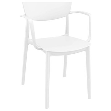 Lisa Outdoor Dining Arm Chair White, Set of 2