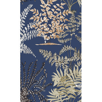 Fern Botanical Leaves Wallpaper, Blue, Double Roll