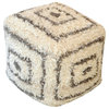 GDF Studio Kipr Ivory, Charcoal Fabric Artisan Cube Pouf