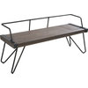 LumiSource Stefani Bench in Antique Metal and Walnut Wood