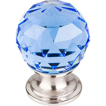 Top Knobs  -  Blue Crystal Knob 1 1/8" w/ Brushed Satin Nickel Base