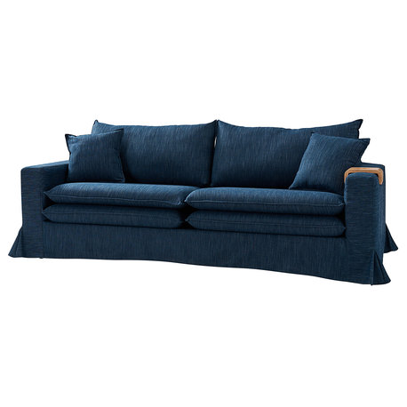 Minimalist Modern Style Slipcovered Sofa, Navy