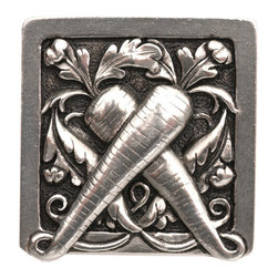 Inviting Home Inc. - Leafy Carrot Knobs, Brilliant Pewter - Cabinet And Drawer Knobs