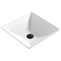 Karran White Acrylic 16" Square Vessel Sink With Faucet Kit, Stainless Steel