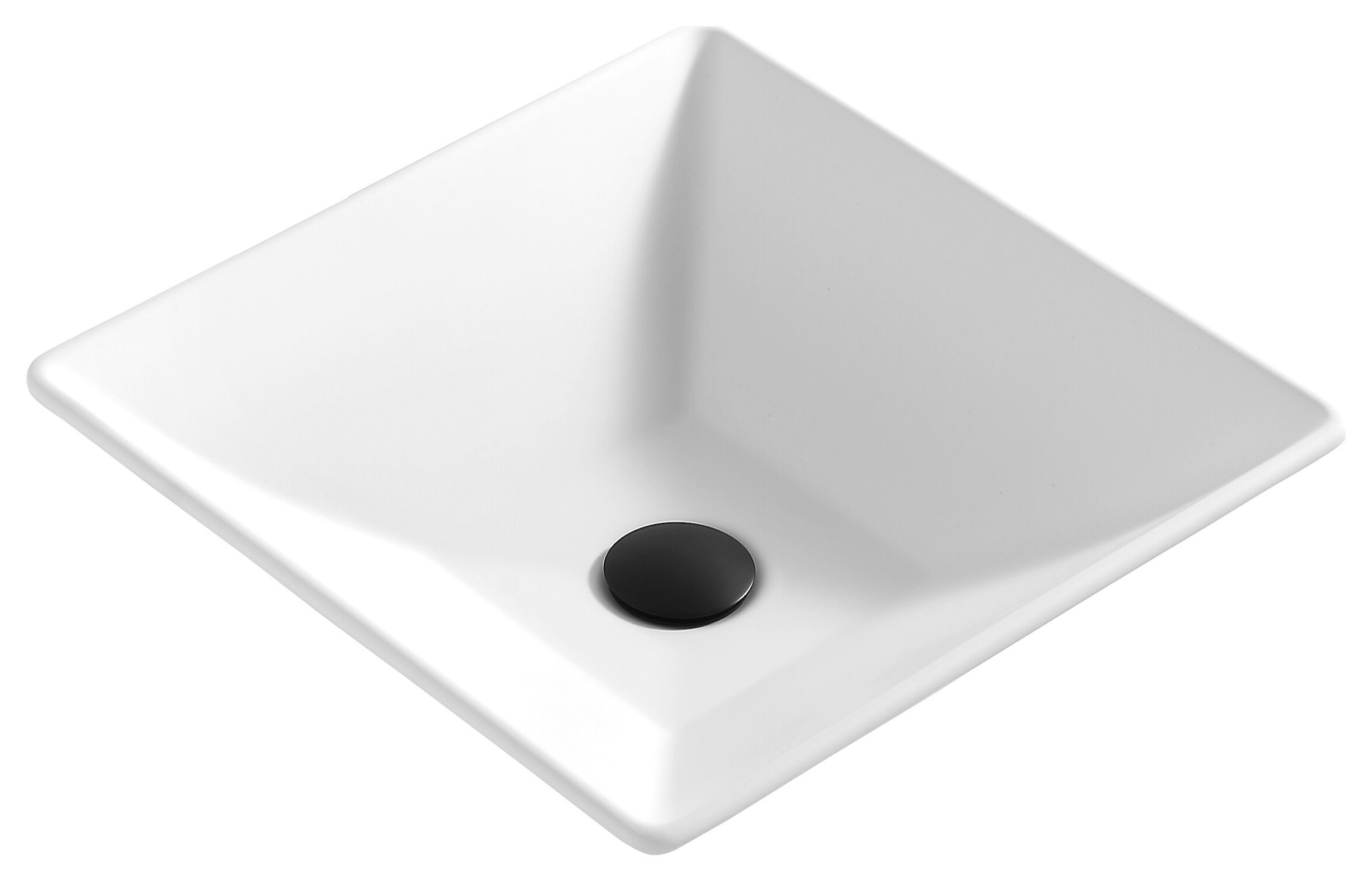 Karran White Acrylic 16" Square Vessel Sink With Faucet Kit, Stainless Steel