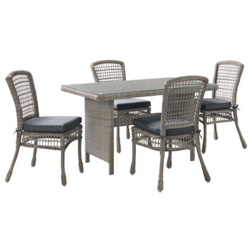 Asti All-Weather Wicker 5-Piece Outdoor Dining Set, Table and Four Chairs