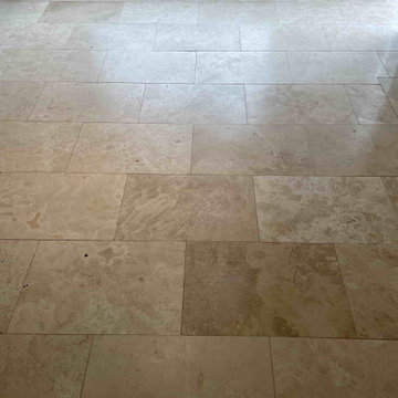 Travertine Kitchen Floor Polished to a High Shine in Belbroughton