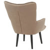 Isabel Accent Chair, Black Wood, Brown Satin