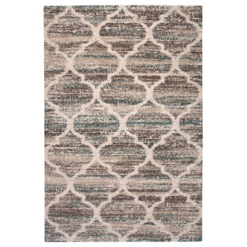 Rectangle Abacasa Granada Trellis Area Rug, Blue/Brown/Tan, 63"x90"