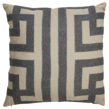 Jaipur Living Ordella Gray/Silver Geometric Down Throw Pillow 22", Gray/Silver