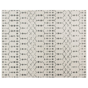 Olivia Collection Rectangle 8' x 10' Geometric Bohemian Low Pile Rug, Ivory/Gray
