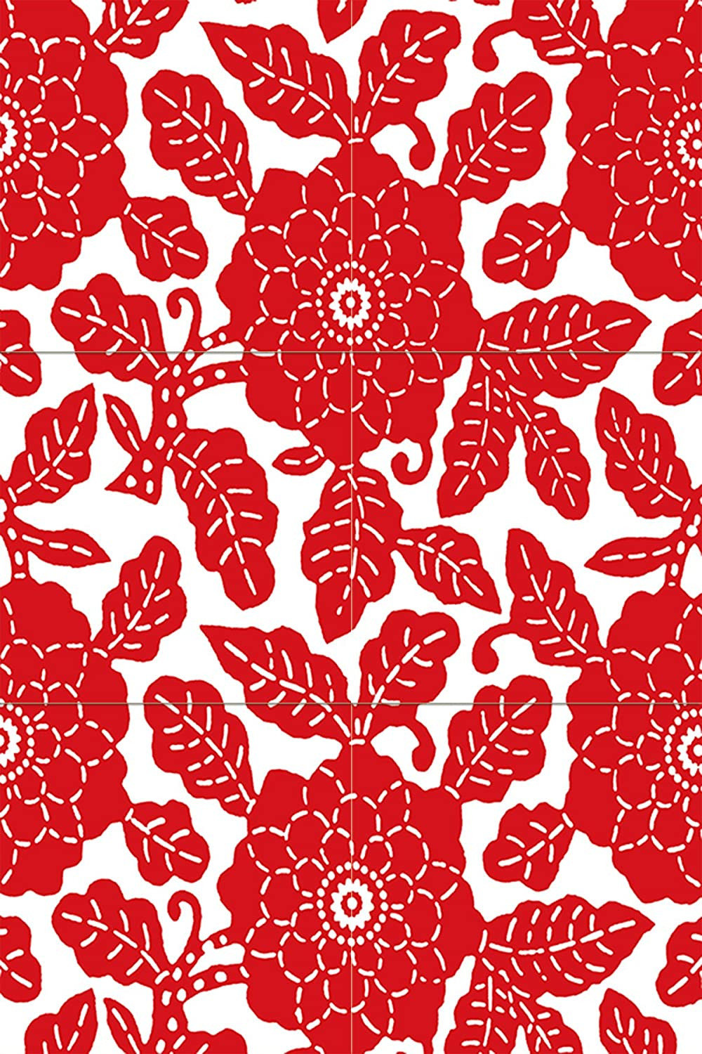 Tile Mural Chinese Patterns red flowers Backsplash, Four Inch Marble ...