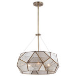 Vaxcel - Euclid 20" 3 Light Pendant Aged Brass - Faceted glass defines the dramatic beauty of the Euclid pendant collection. Aged brass pairs with asymmetric panels of mercury glass for a perfect throwback to a mid-century modern classic. Combine that with vintage Edison style filament bulbs to complete the look. Height is adjustable with the included down rods; compatible with sloped ceilings. These pendants would be a stunning addition to any kitchen, dining area, or foyer.