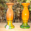 PIER ONE - PAIR OF TAN CERAMIC EXOTIC CANDLE HOLDERS [NWT] HM-1154