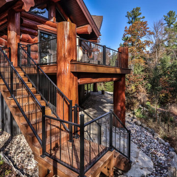 Rustic Log Elegance - Deck Stairs