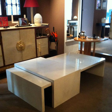 Coffee table in parchment design by Michel Leo