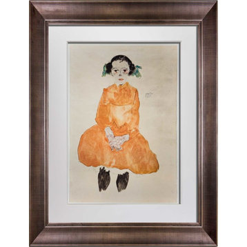 Egon Schiele Limited Edition Lithograph, Girl in Yellow Dress