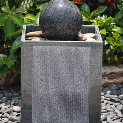 Solid Modern Stone Fountains crafted from Granite - Ramona Falls - Outdoor Fountains And Ponds