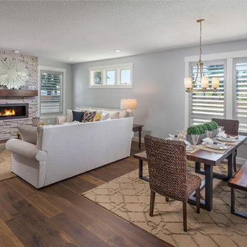 Unique Stone Fireplace in a Modern Traditional Living Room