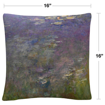 Monet 'Water Lillies 2' 16"x16" Decorative Throw Pillow