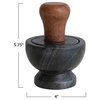 Modern Marble and Wood Mortar and Pestle, Black and Natural