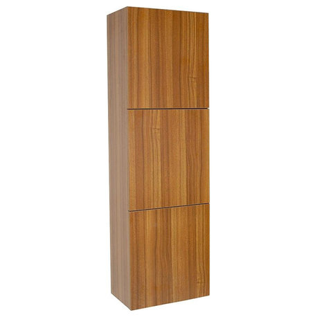 Fresca Teak Bathroom Linen Side Cabinet with 3 Large Storage Areas