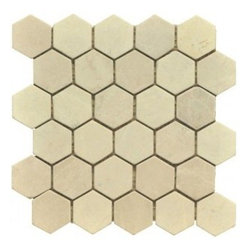 Botticino Fiorito Marble Hexagon Mosaic Tile Honed - Home Accessories & Decor