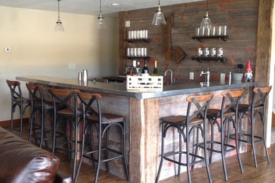 Home bar - mid-sized rustic home bar idea in Chicago