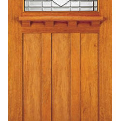 Mahogany Prehung Single Door, Arched Lite Glass Mission Style - Front Doors